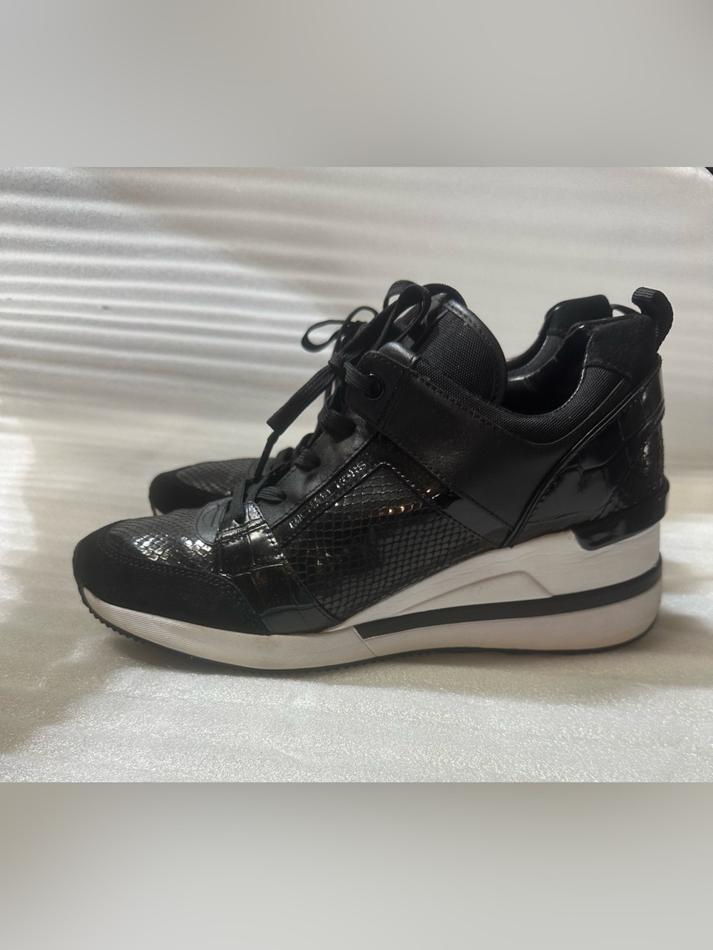 Michael Kors Black Textured Low-Top Sneakers